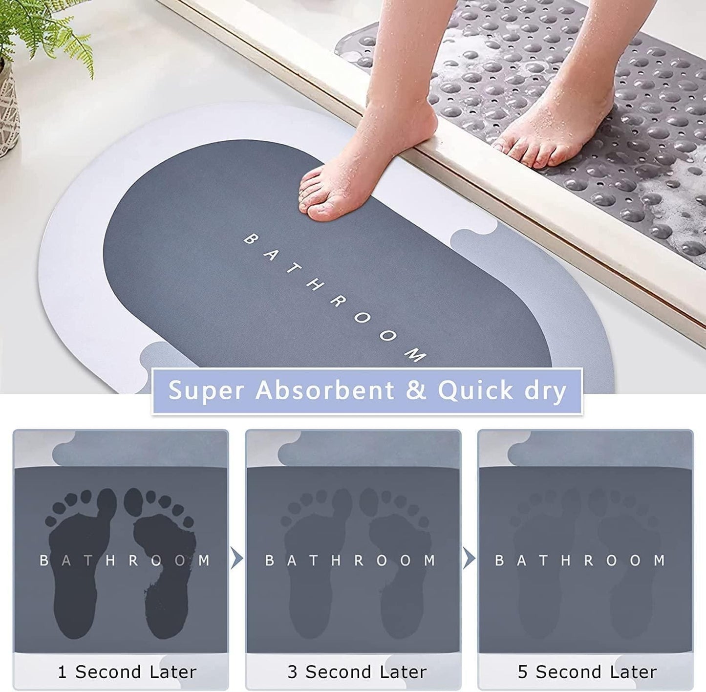 🛁 Ultra-Absorbent Bath Mat – Quick-Dry & Non-Slip Comfort! 🧼