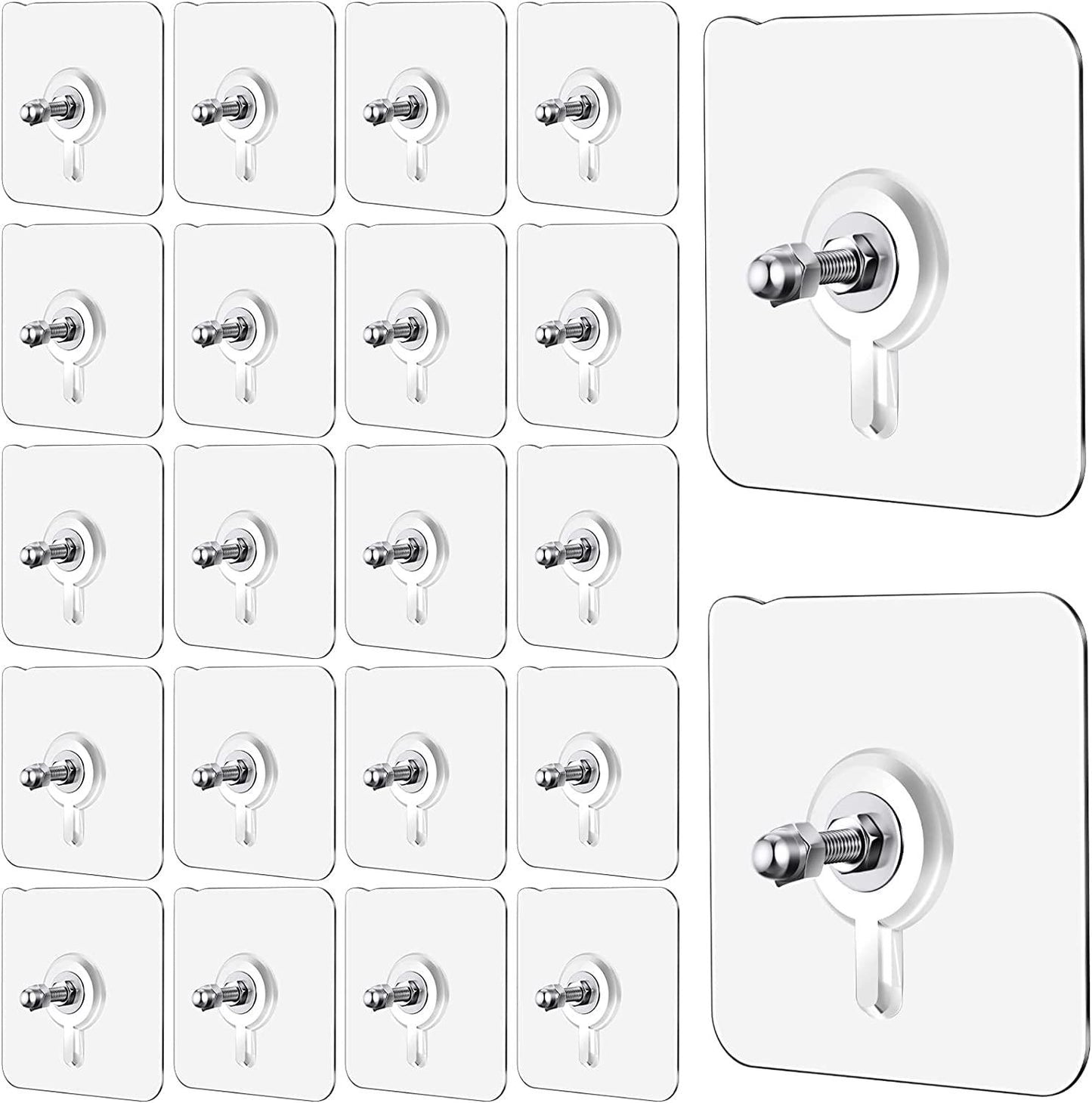 🔩 20PCS Heavy-Duty Wall Hooks – No-Drill, Waterproof & Reusable Stick-On Screws! 🛠️🏡