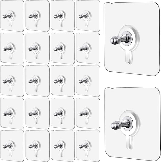 🔩 20PCS Heavy-Duty Wall Hooks – No-Drill, Waterproof & Reusable Stick-On Screws! 🛠️🏡